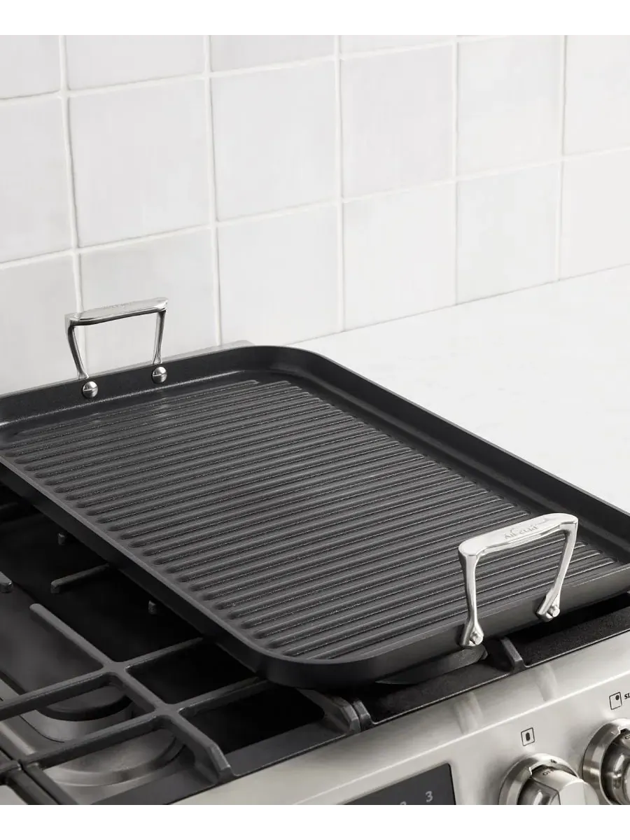 Гриль HA1 Expert Cookware с антипригарным покрытием, 33 см x 51 см с двумя конфорками All-Clad — изображение 3 из 3, черный