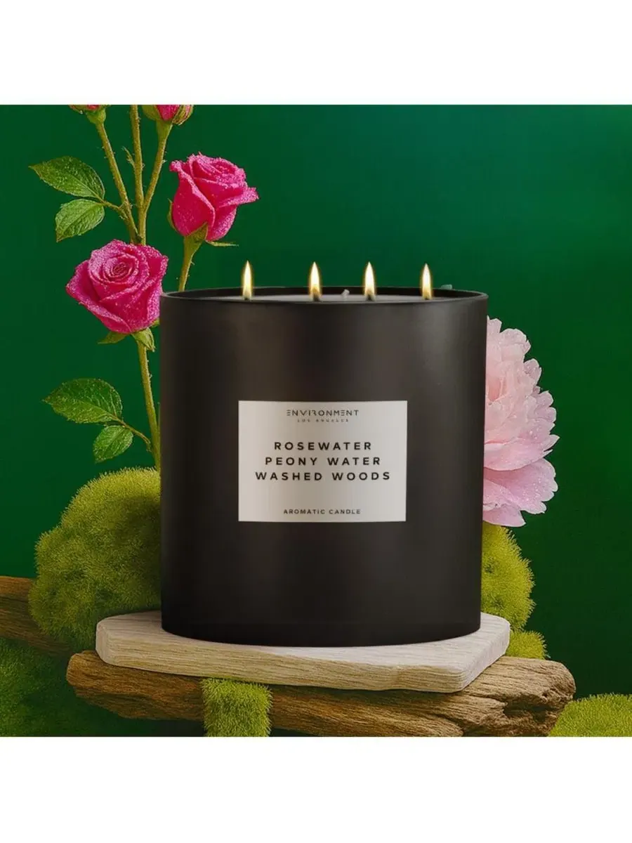 Ароматическая свеча в банке 1,6 л с ароматом Rosewater | Peony Water | Washed Woods ENVIRONMENT — изображение 2 из 3