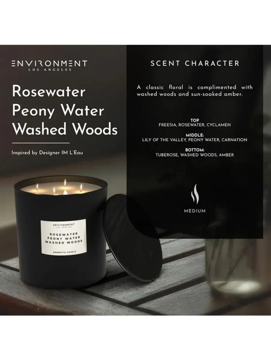 Ароматическая свеча в банке 1,6 л с ароматом Rosewater | Peony Water | Washed Woods ENVIRONMENT — изображение 3 из 3