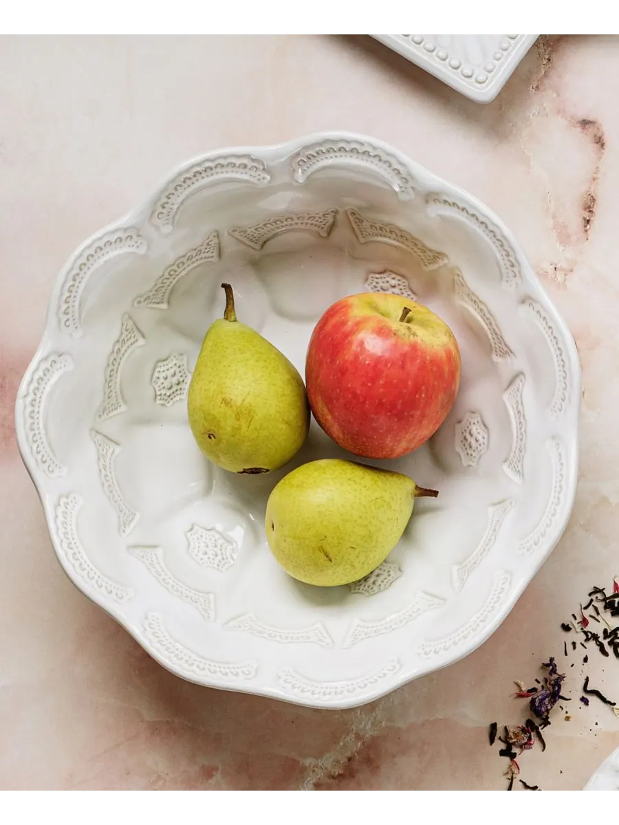 VIETRI Круглая миска среднего размера Incanto Stone White Lace — изображение 3 из 4, белый