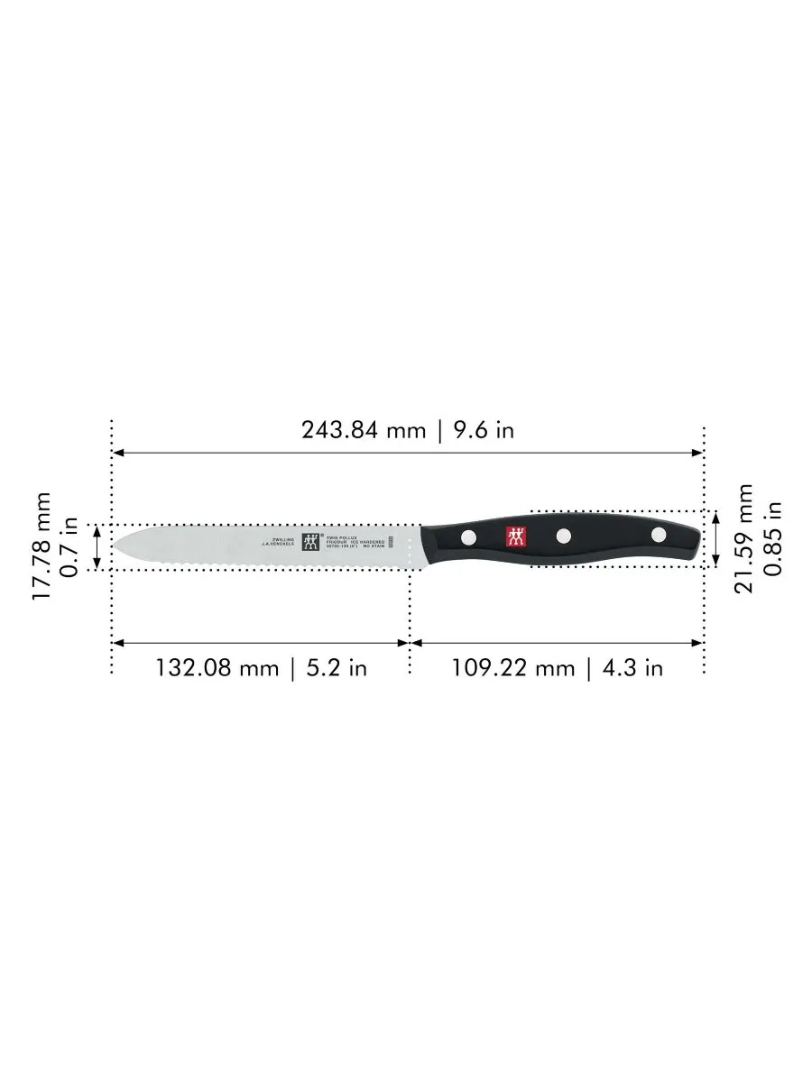 Универсальный нож JA Henckels Twin Signature с зазубренным лезвием, 5 дюймов ZWILLING — изображение 2 из 5, черный