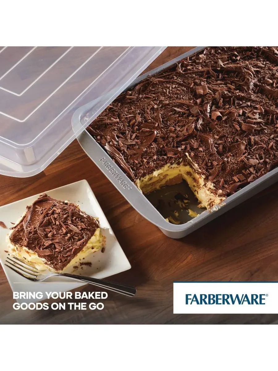 Форма для выпечки прямоугольная с крышкой, 33x23 см, GoldenBake Farberware — изображение 6 из 10, серый
