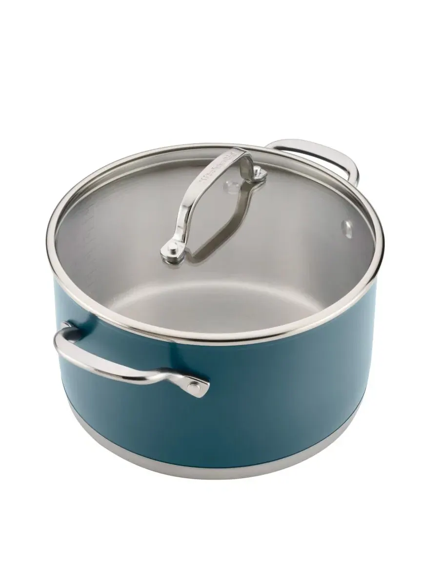 Набор посуды KitchenAid Stainless Steel Multi-Ply, 11 предметов, голубая агава — изображение 7 из 9, зеленый