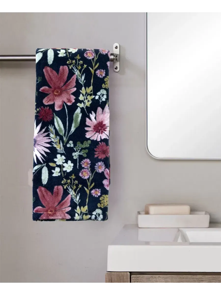 Набор из 2 полотенец для рук с цветочным принтом Wildflower Printed SKL Home — изображение 3 из 4, черный