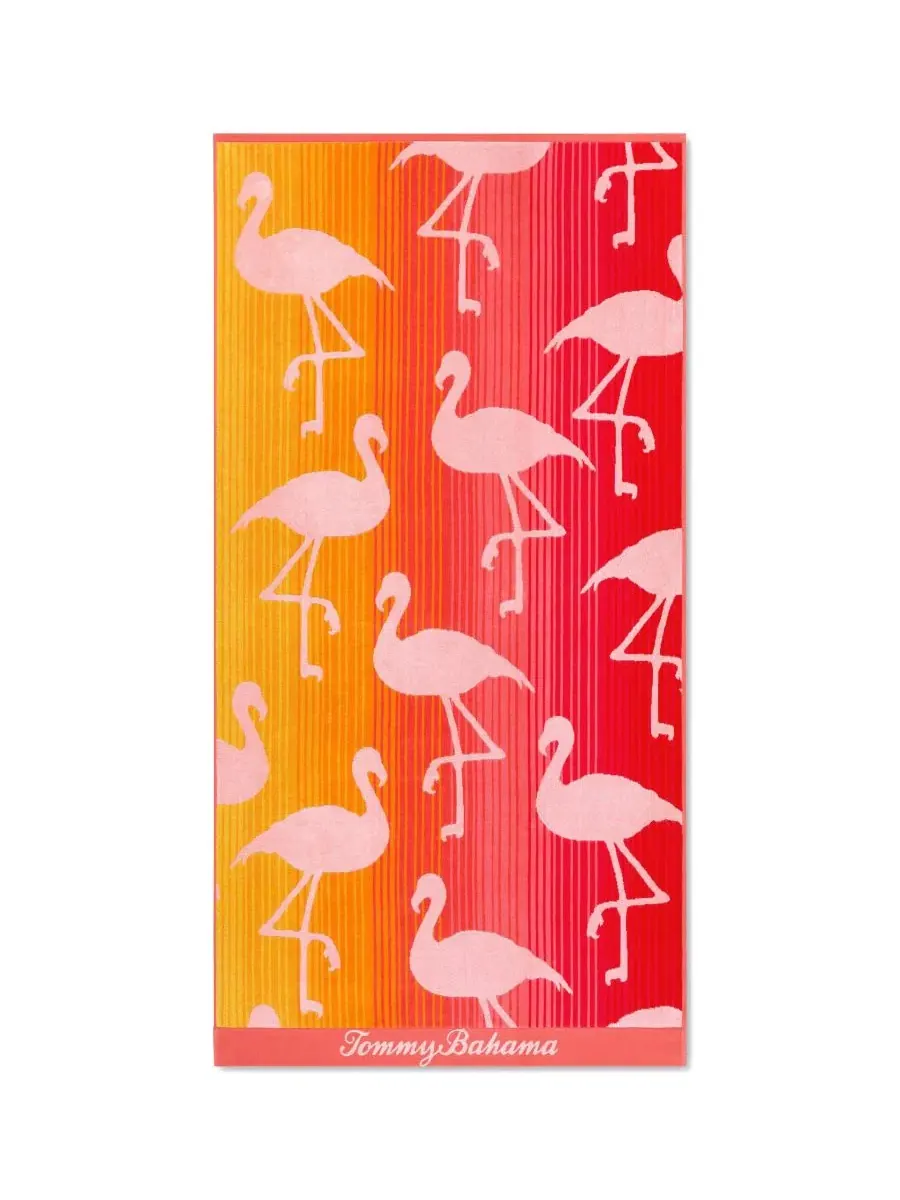 Пляжное полотенце из хлопка с принтом фламинго Flamingo Sunrise Yarn Dyed Beach Towel Tommy Bahama — изображение 2 из 6