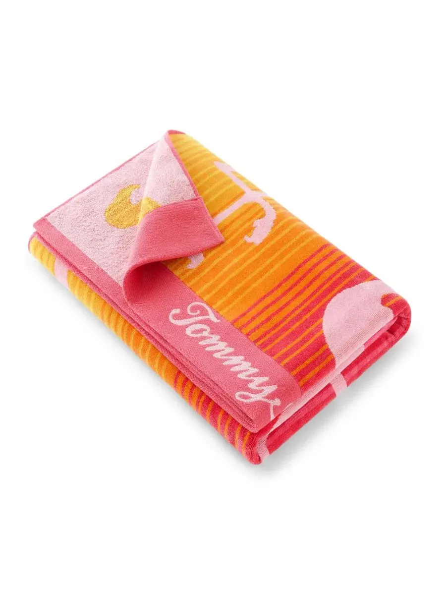 Пляжное полотенце из хлопка с принтом фламинго Flamingo Sunrise Yarn Dyed Beach Towel Tommy Bahama — изображение 3 из 6