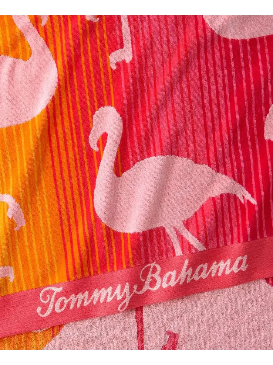 Пляжное полотенце из хлопка с принтом фламинго Flamingo Sunrise Yarn Dyed Beach Towel Tommy Bahama — изображение 5 из 6