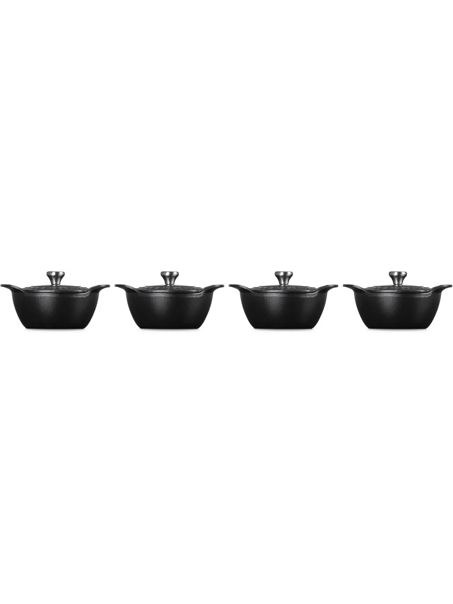 Набор мини-кокотов Le Creuset с крышками, 4 предмета, 11 см, 0,3 л — изображение 3 из 9, черный