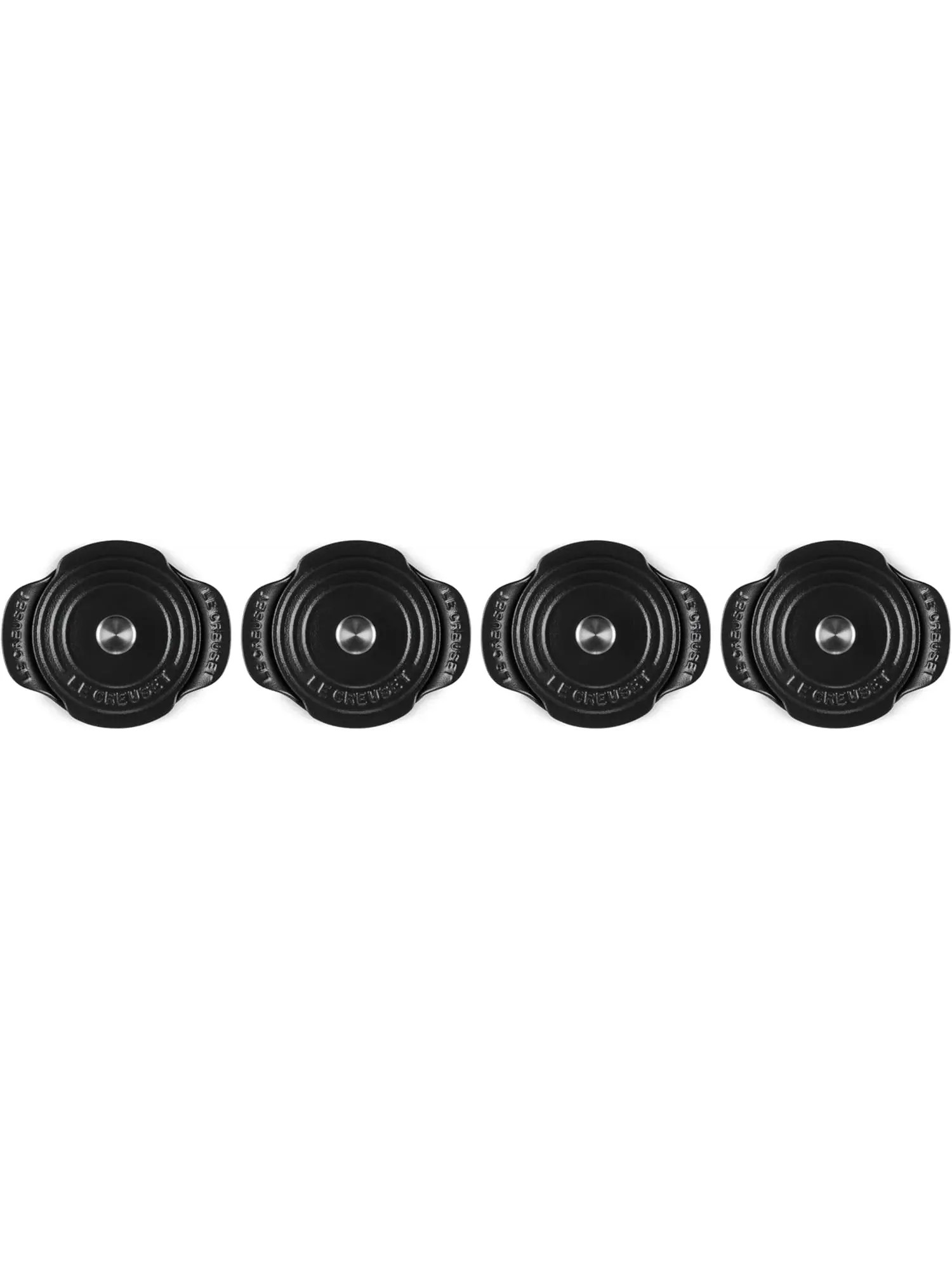 Набор мини-кокотов Le Creuset с крышками, 4 предмета, 11 см, 0,3 л — изображение 4 из 9, черный