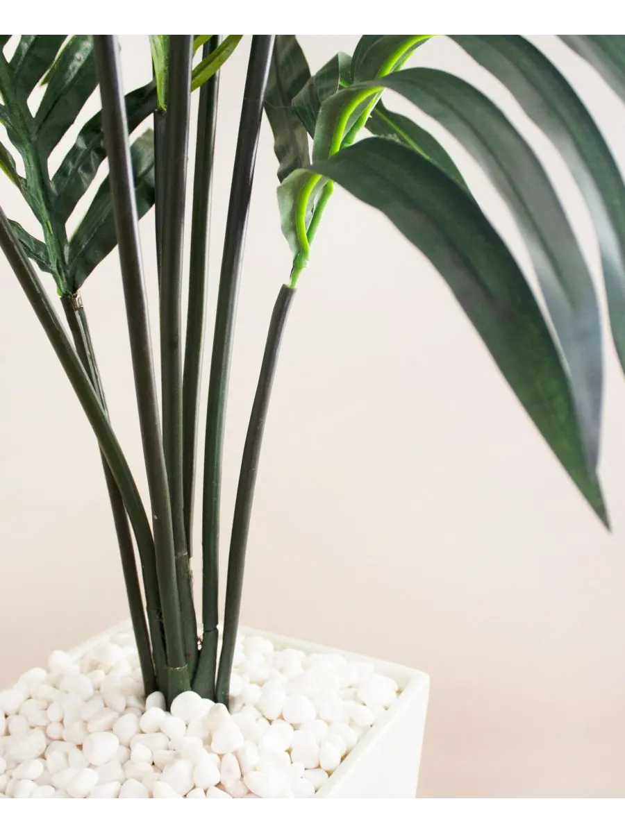 Искусственная пальма Кентия высотой 4,5 фута в белом кашпо Tower Planter Nearly Natural — изображение 3 из 6, зеленый