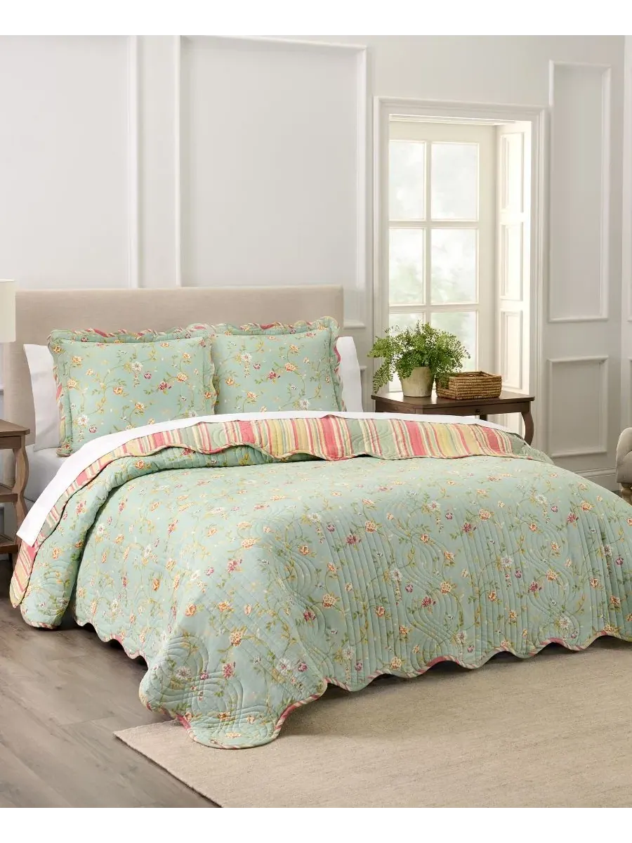 Комплекты хлопковых стеганых одеял Garden Glitz Waverly — серый