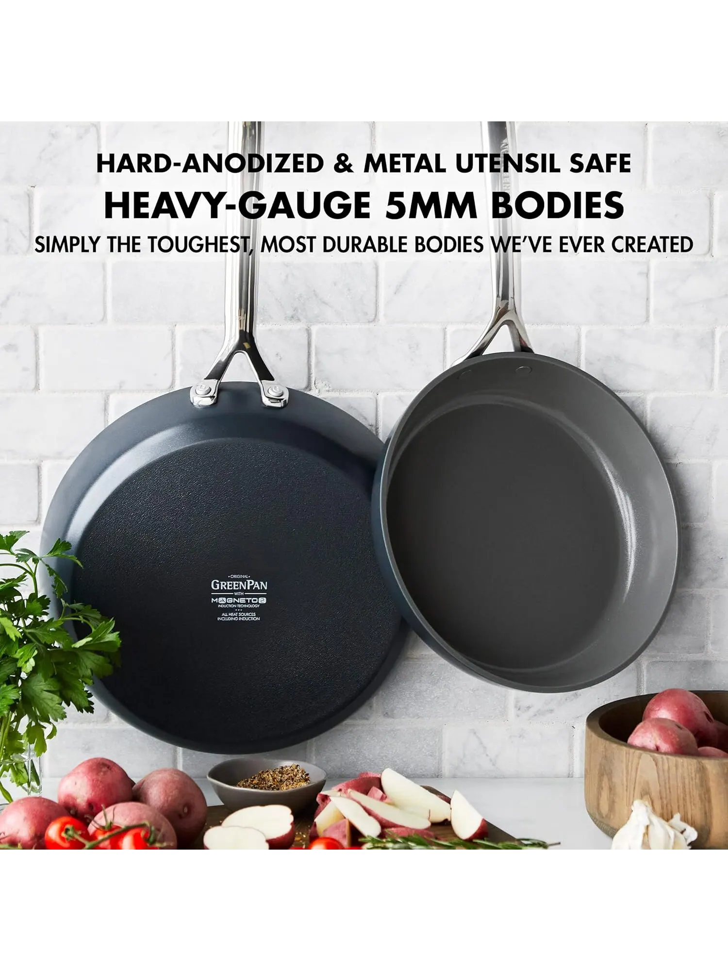 Набор сковород GreenPan GP5 Hard Anodized, 2 предметов, 24/28 см — изображение 8 из 11, серый