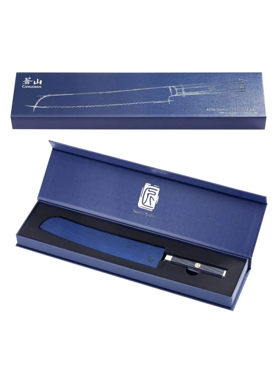 Хлебный нож Kita Series 9 дюймов с чехлом Cangshan — изображение 3 из 3, синий