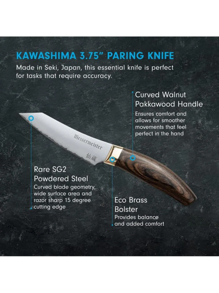 Нож для чистки овощей Kawashima, 3,75 Messermeister — изображение 4 из 6, серебристый