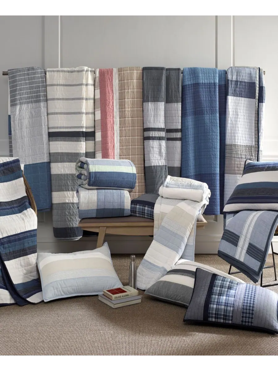 Двустороннее хлопковое одеяло Tideway, размер Full/Queen Nautica — изображение 5 из 5, белый/синий