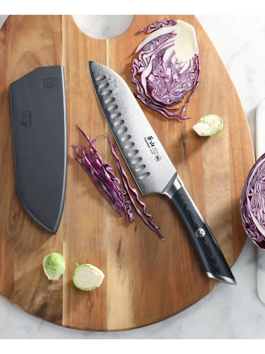 Нож Santoku Kuro Series Steel 18 см с ножнами Cangshan — изображение 3 из 3, серый