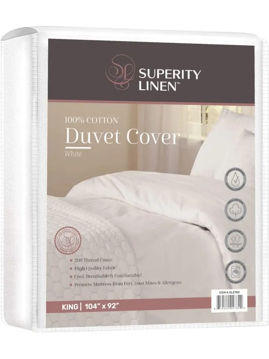 Одеяло из 100% высококачественного белого хлопка, плотность 200 TPI Superity Linen