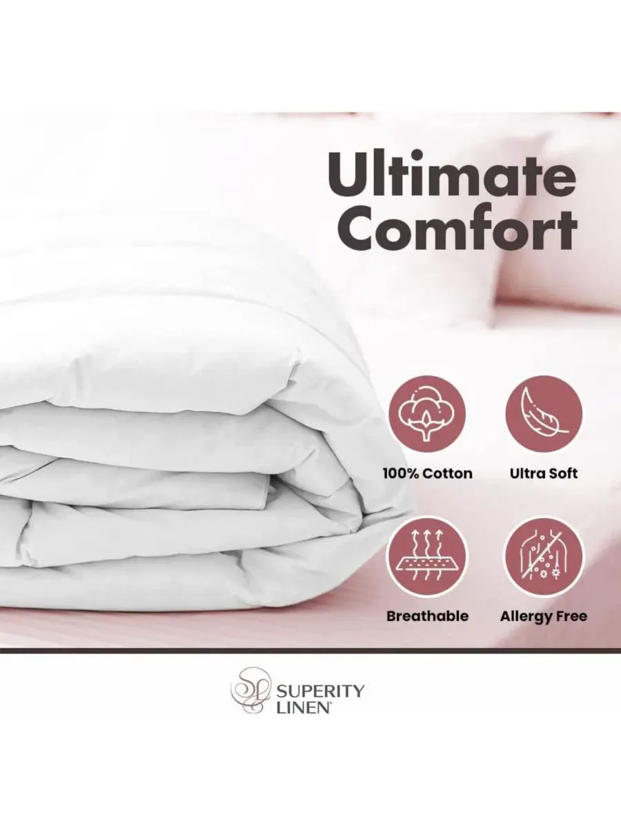 Одеяло из 100% высококачественного белого хлопка, плотность 200 TPI Superity Linen — изображение 6 из 9, белый