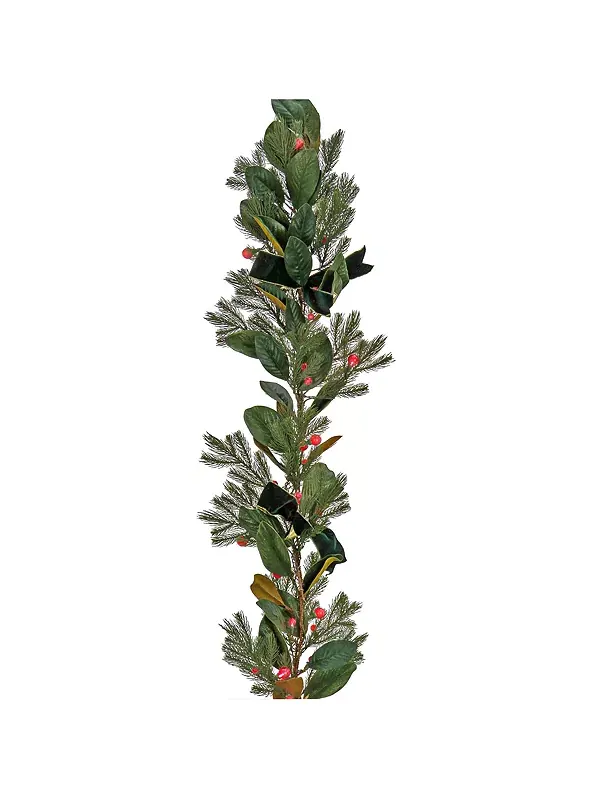Гирлянда из хвои магнолии высотой 9 футов со светодиодными лампами и бантами National Tree Company — изображение 3 из 3