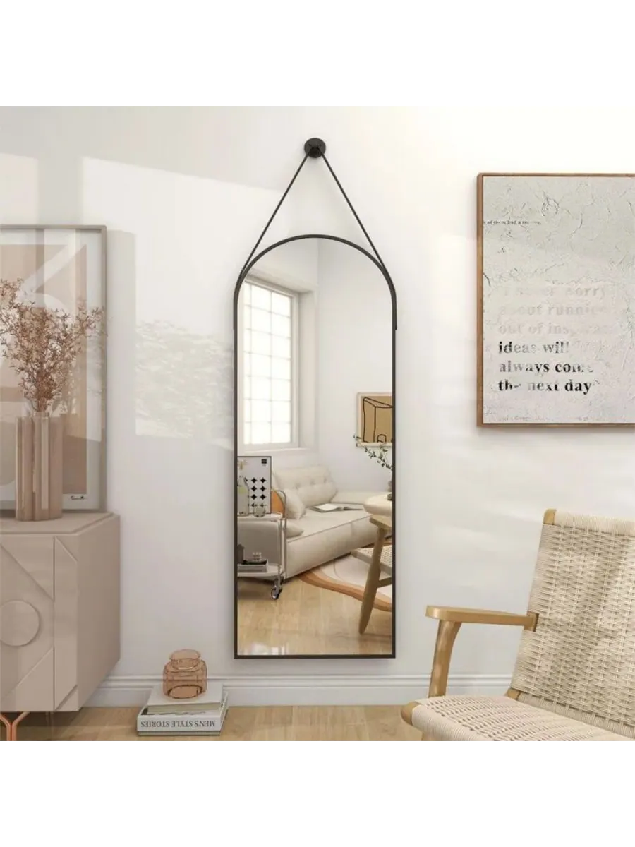 HOMLUX Арочное настенное зеркало 16"x48" черного цвета — изображение 2 из 8, черный