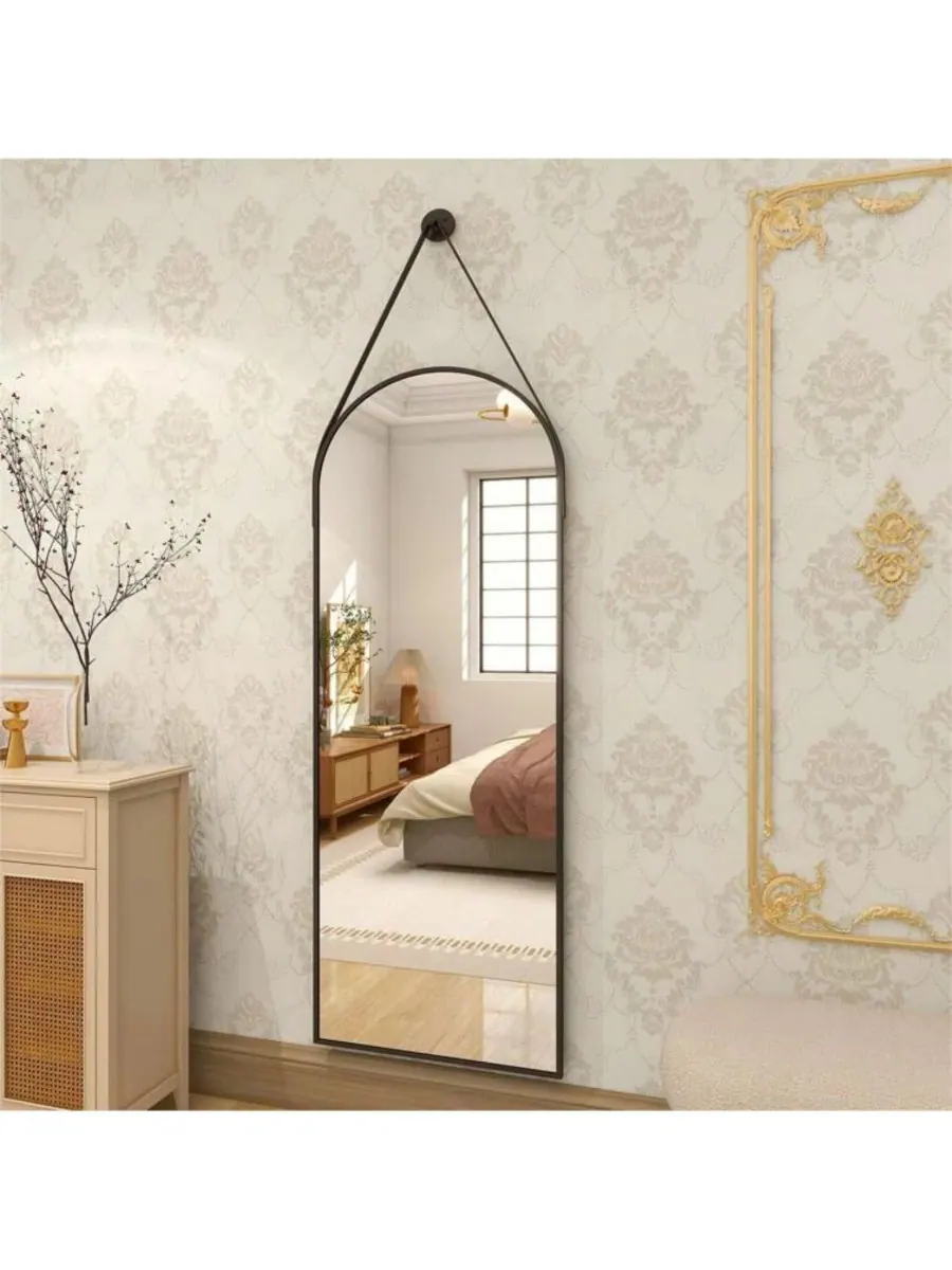 HOMLUX Арочное настенное зеркало 16"x48" черного цвета — изображение 8 из 8, черный