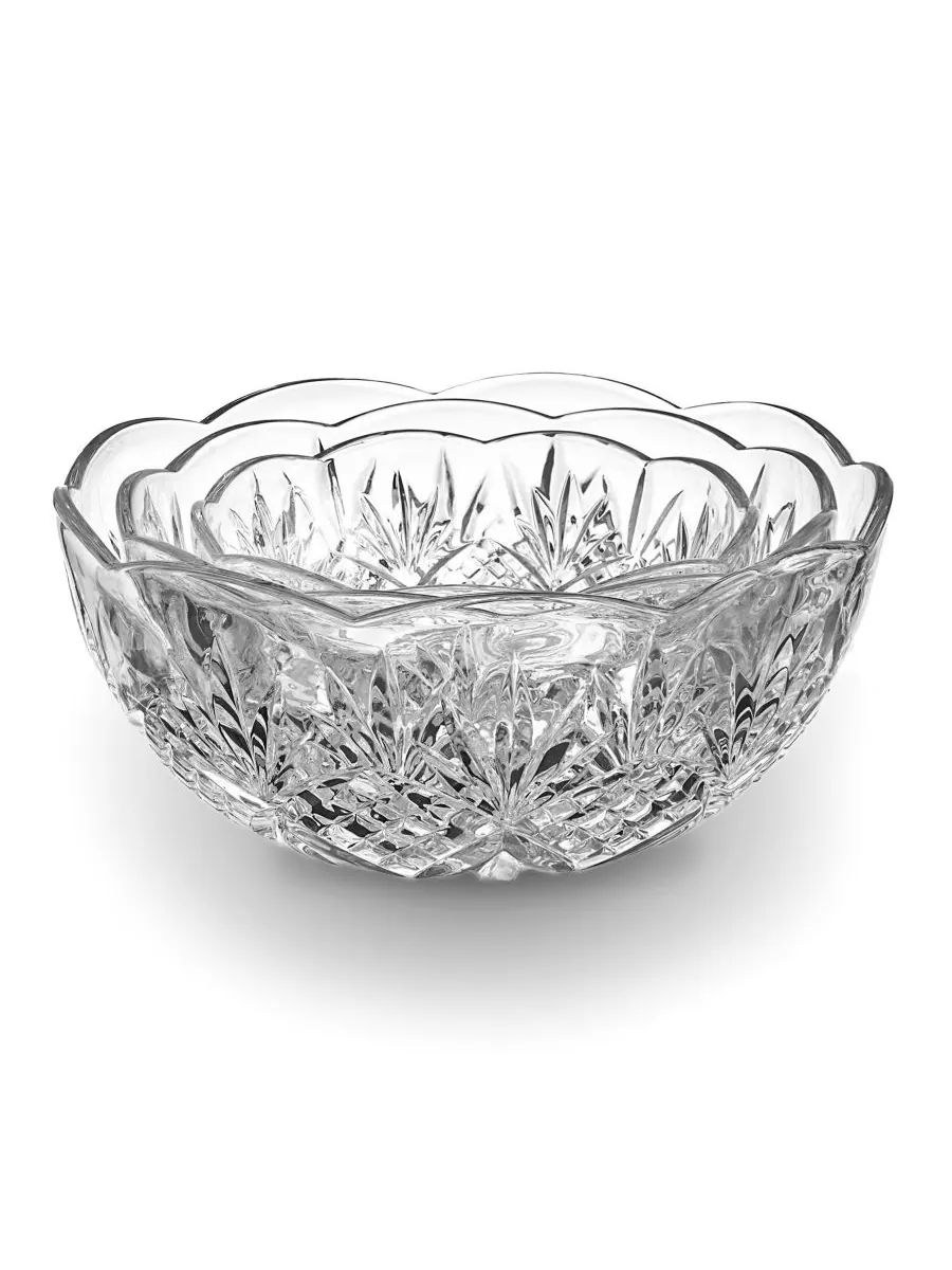 Набор из 3 сервировочных мисок Dublin Crystal с волнистым краем Godinger — изображение 4 из 4, прозрачный