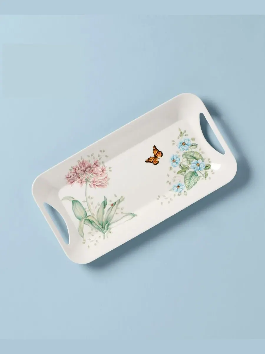 Меламиновый поднос для закусок «Луг бабочек» Lenox — изображение 2 из 10, белый
