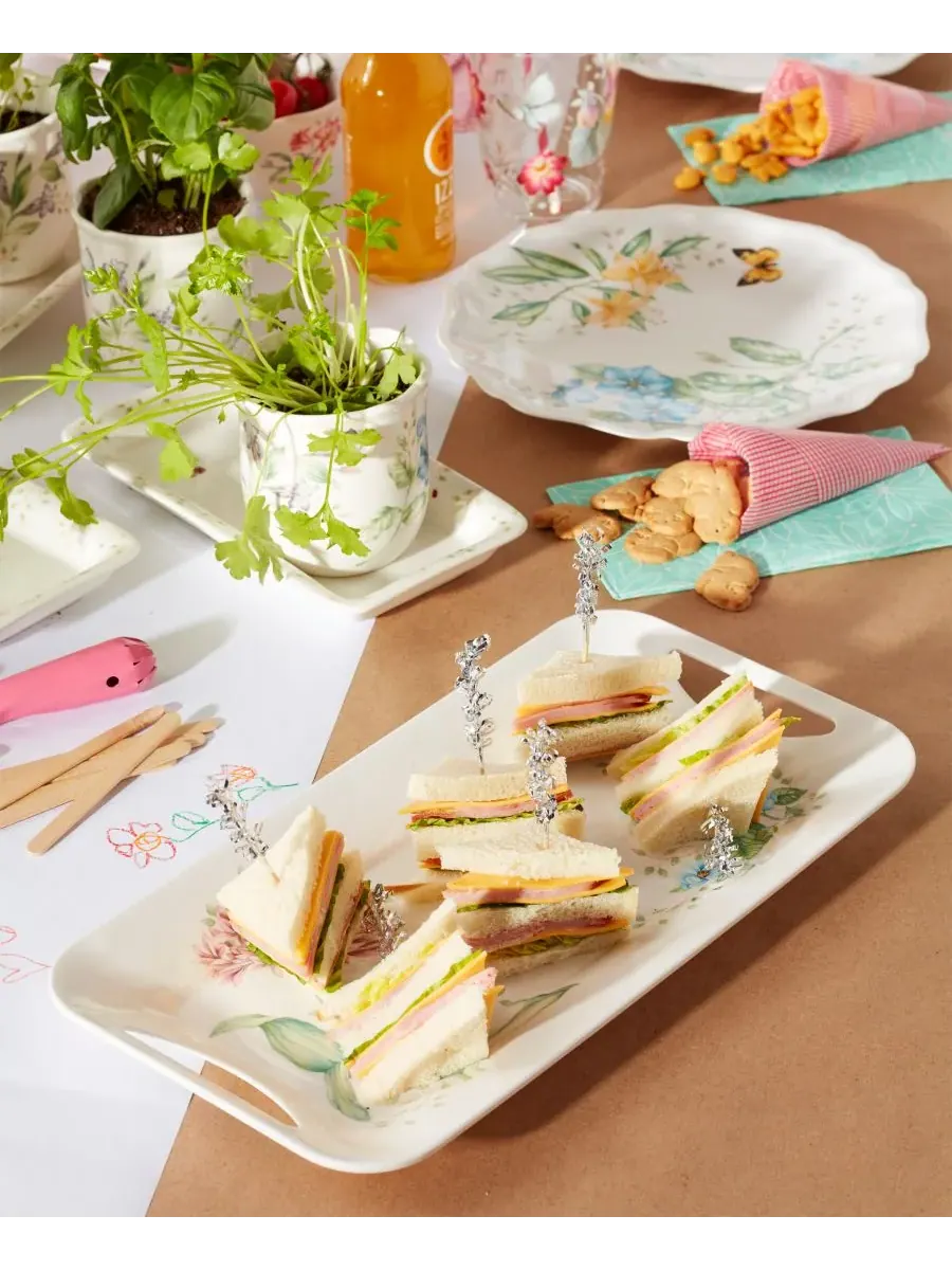 Меламиновый поднос для закусок «Луг бабочек» Lenox — изображение 7 из 10, белый