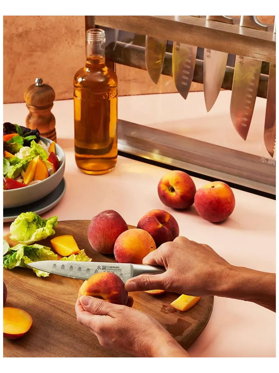 Набор из 9 ножей с подставкой Дамасиро Окада Cuisine::Pro — изображение 6 из 8, серебряный