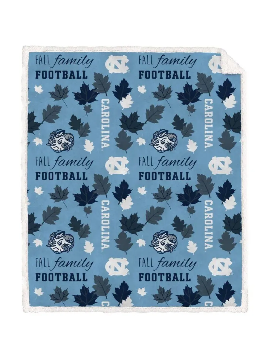 Осеннее флисовое одеяло Sherpa с символикой команды North Carolina Tar Heels, размер 152 x 178 см — мульти