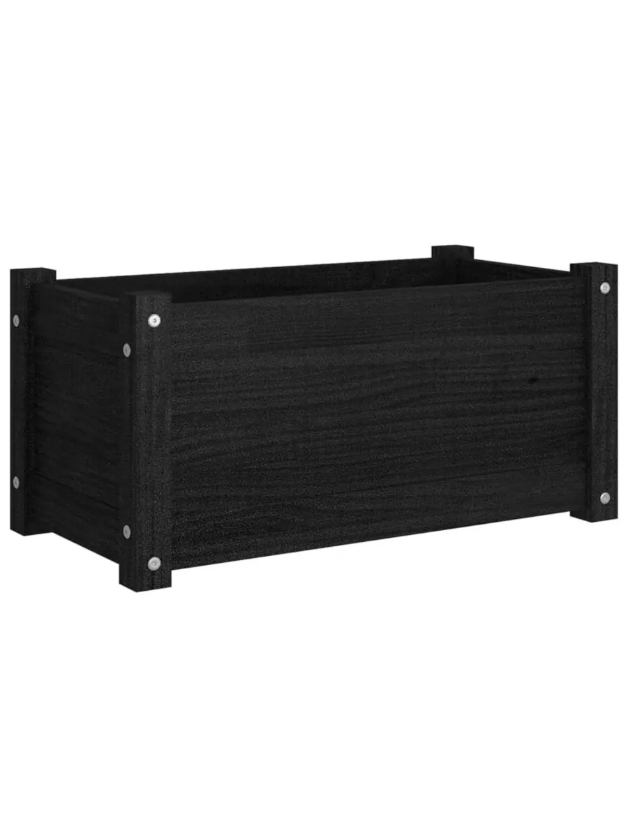 VidaXL Садовый горшок для растений, черный, из массива сосны, 23,6 x 12,2 x 12,2 дюйма, прочный