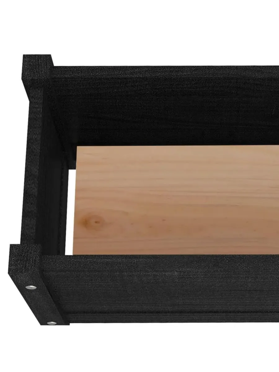 VidaXL Садовый горшок для растений, черный, из массива сосны, 23,6 x 12,2 x 12,2 дюйма, прочный — изображение 4 из 8