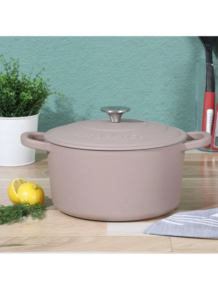 Crock Pot Круглая чугунная кастрюля Crock-Pot Artisan объемом 5 кварт (5 литров) - матовый — изображение 9 из 9