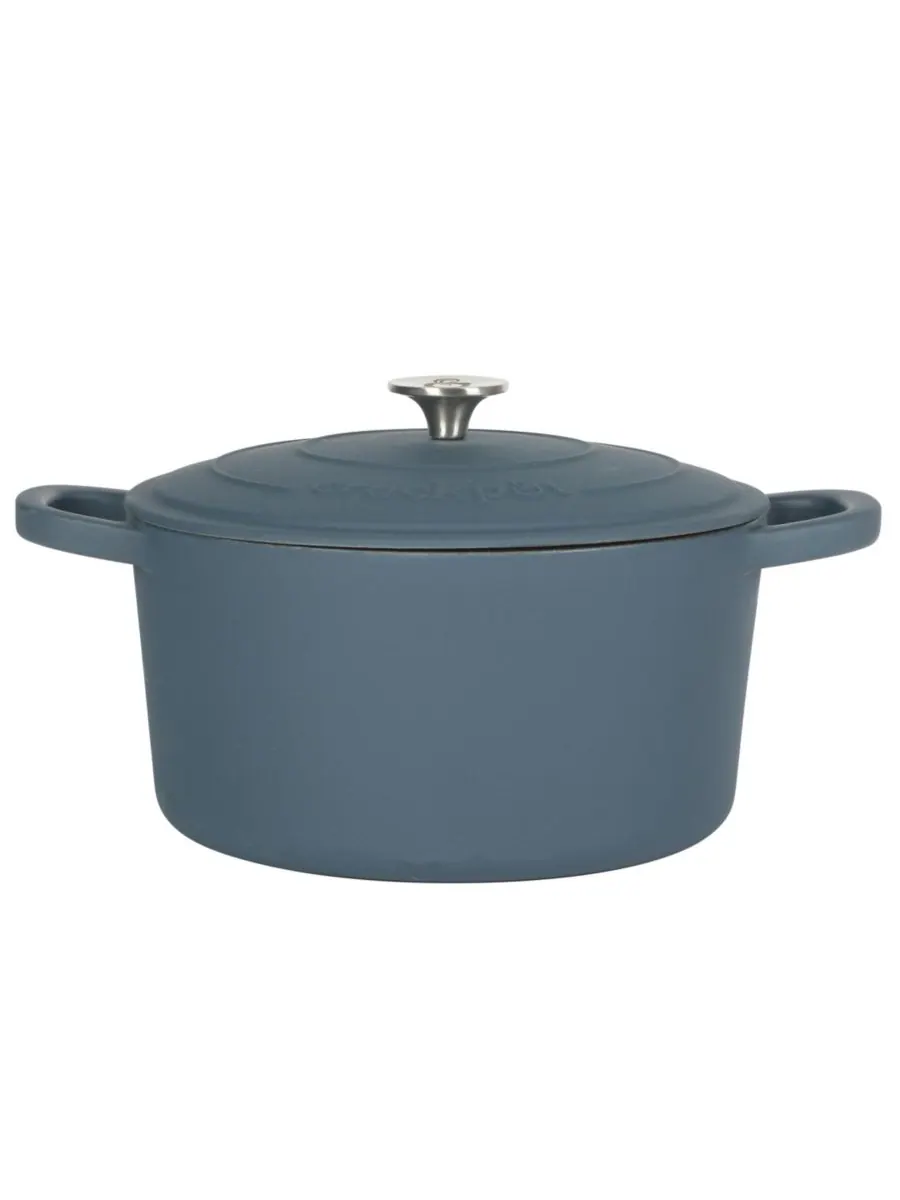 Круглая чугунная кастрюля Crock-Pot Artisan объемом 5 кварт (5 литров) - матовый пыльно-розовый — изображение 1 из 10