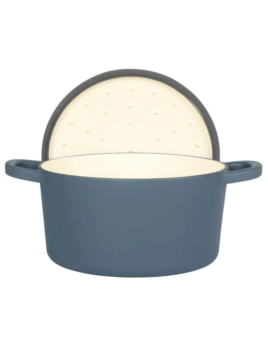 Круглая чугунная кастрюля Crock-Pot Artisan объемом 5 кварт (5 литров) - матовый пыльно-розовый — изображение 8 из 10