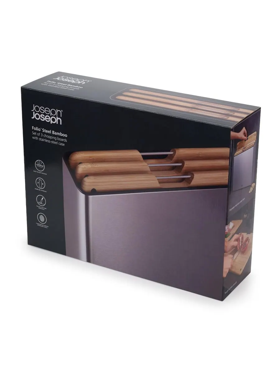 Набор из 3 картонных листов Folio Steel Bamboo Joseph Joseph — изображение 9 из 9, серый
