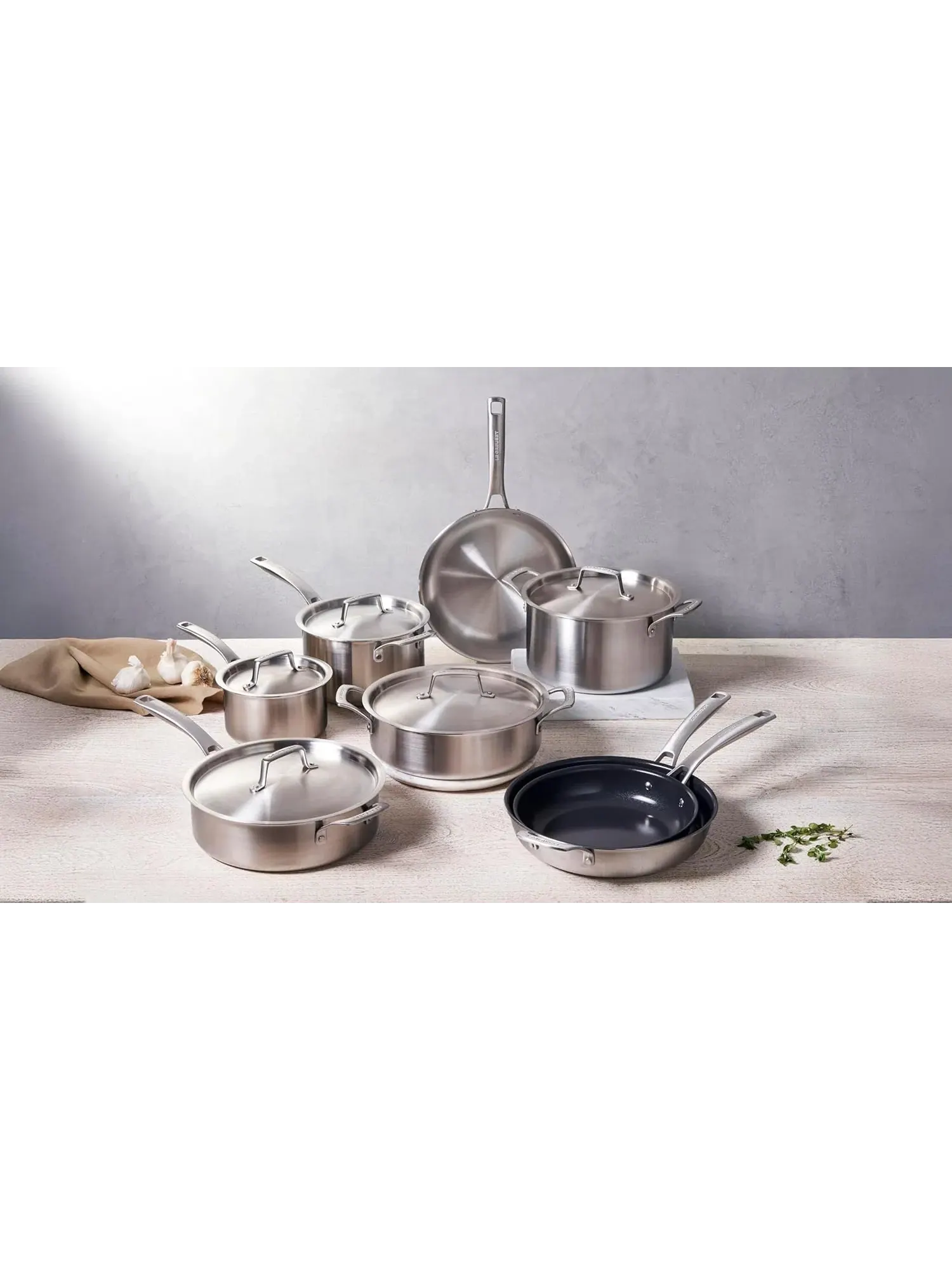 Набор посуды Le Creuset Tri-Ply Stainless Steel, 13 предметов — изображение 10 из 10, серебристый