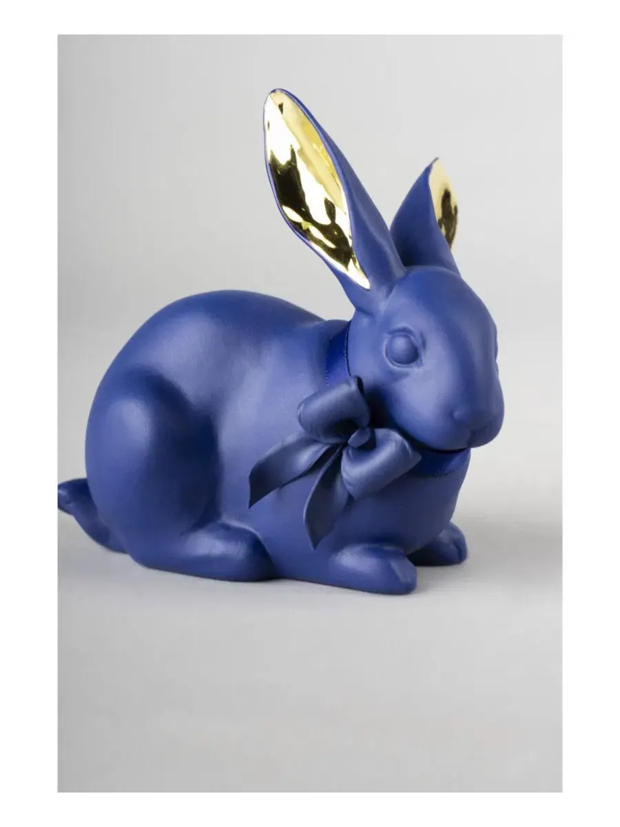 Коллекционная фигурка Lladro, Внимательный Зайчик — изображение 3 из 5, золотой/синий