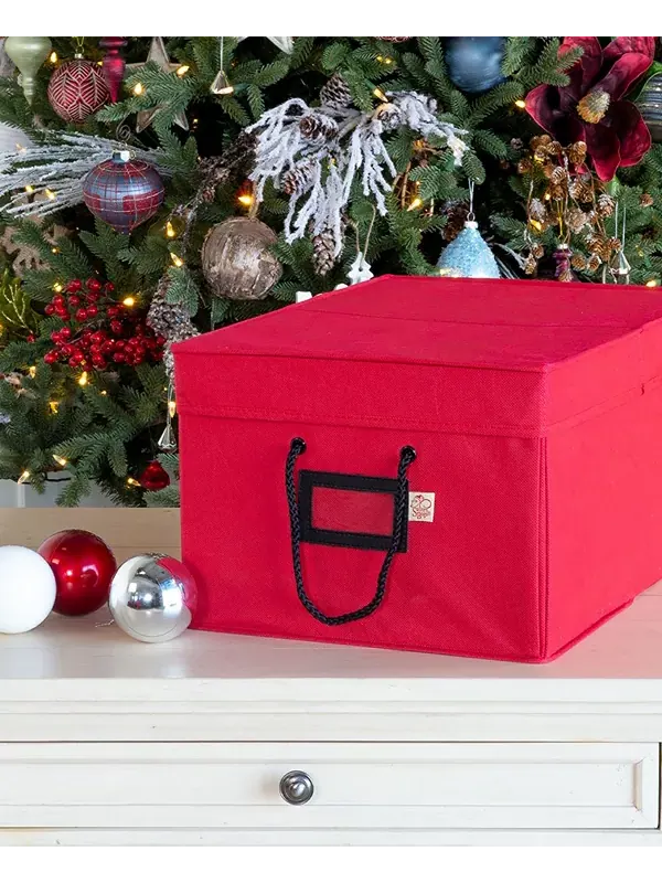 Коробка для хранения рождественских украшений с ящиками Santa'S Bag — изображение 4 из 4, красный
