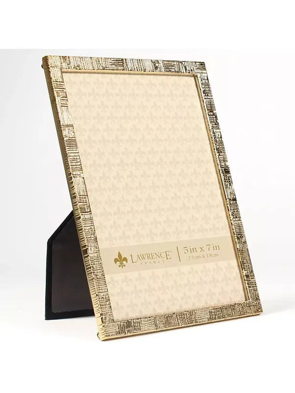 Рамка для картины из золотистого металла с льняным узором — 5 x 7 дюймов Lawrence Frames — изображение 2 из 3, золото