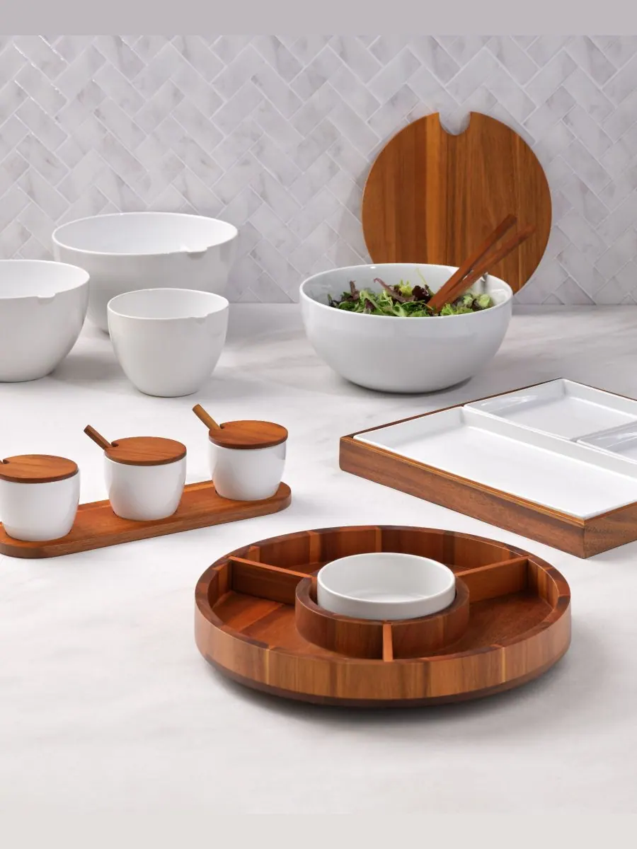 Сервировочная доска Nambe Bento 15 дюймов, 4 части, разделенные на секции Nambé — изображение 4 из 4, белый