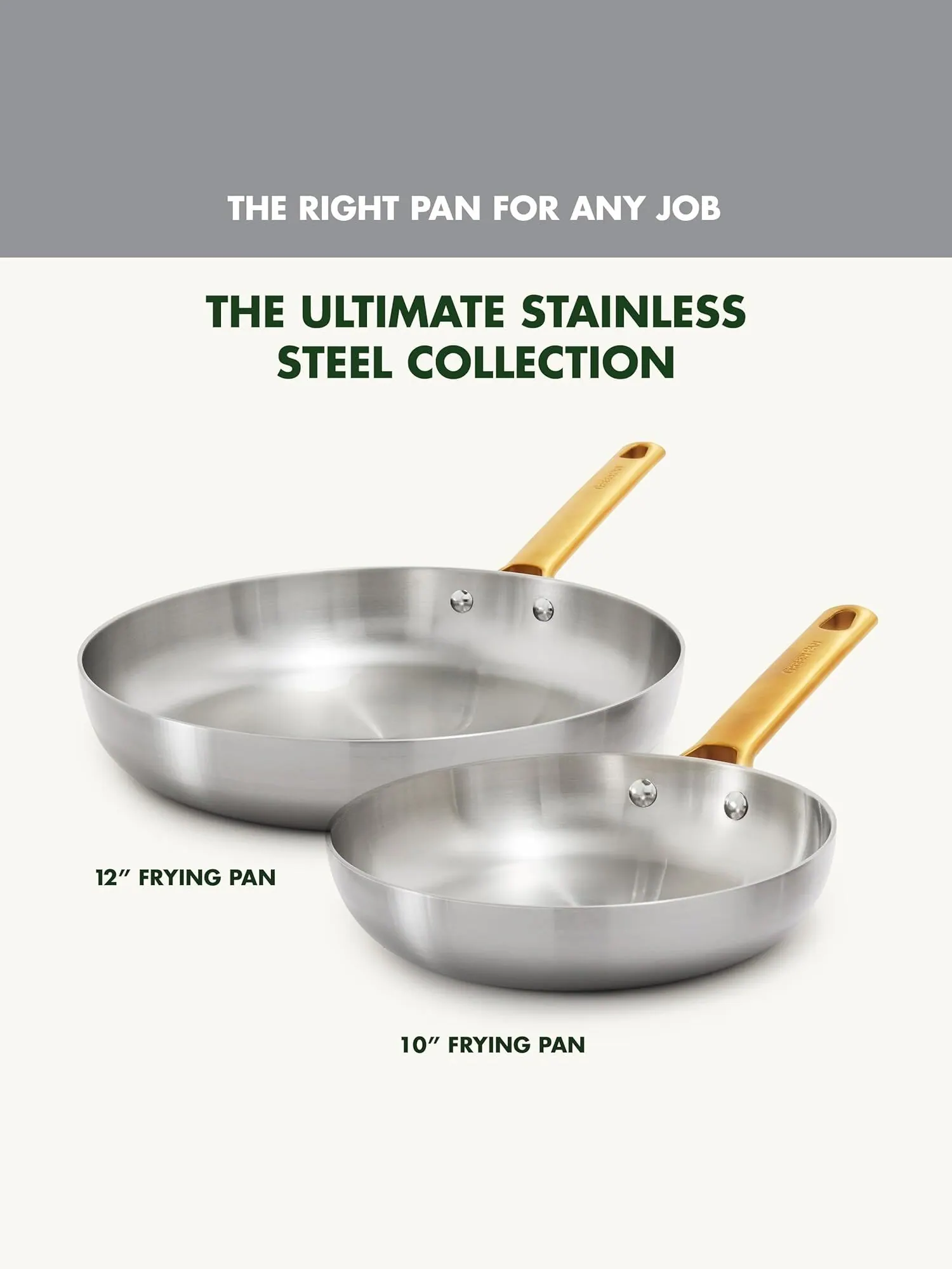 Набор сковород GreenPan Reserve Stainless Steel Tri-Ply, 2 предмета, 25/30 см — изображение 3 из 11, серебристый