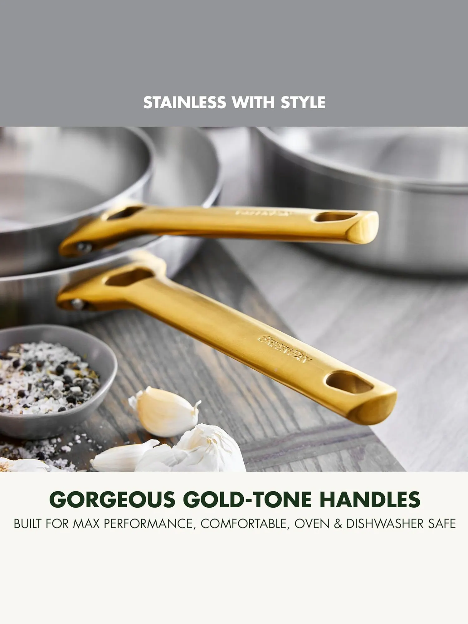Набор сковород GreenPan Reserve Stainless Steel Tri-Ply, 2 предмета, 25/30 см — изображение 9 из 11, серебристый