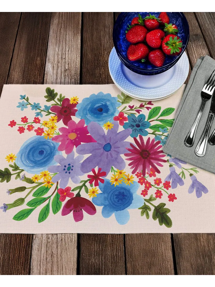 Набор из 4 тканевых салфеток под тарелки Spring Petals Premier CounterArt — изображение 3 из 8, мульти