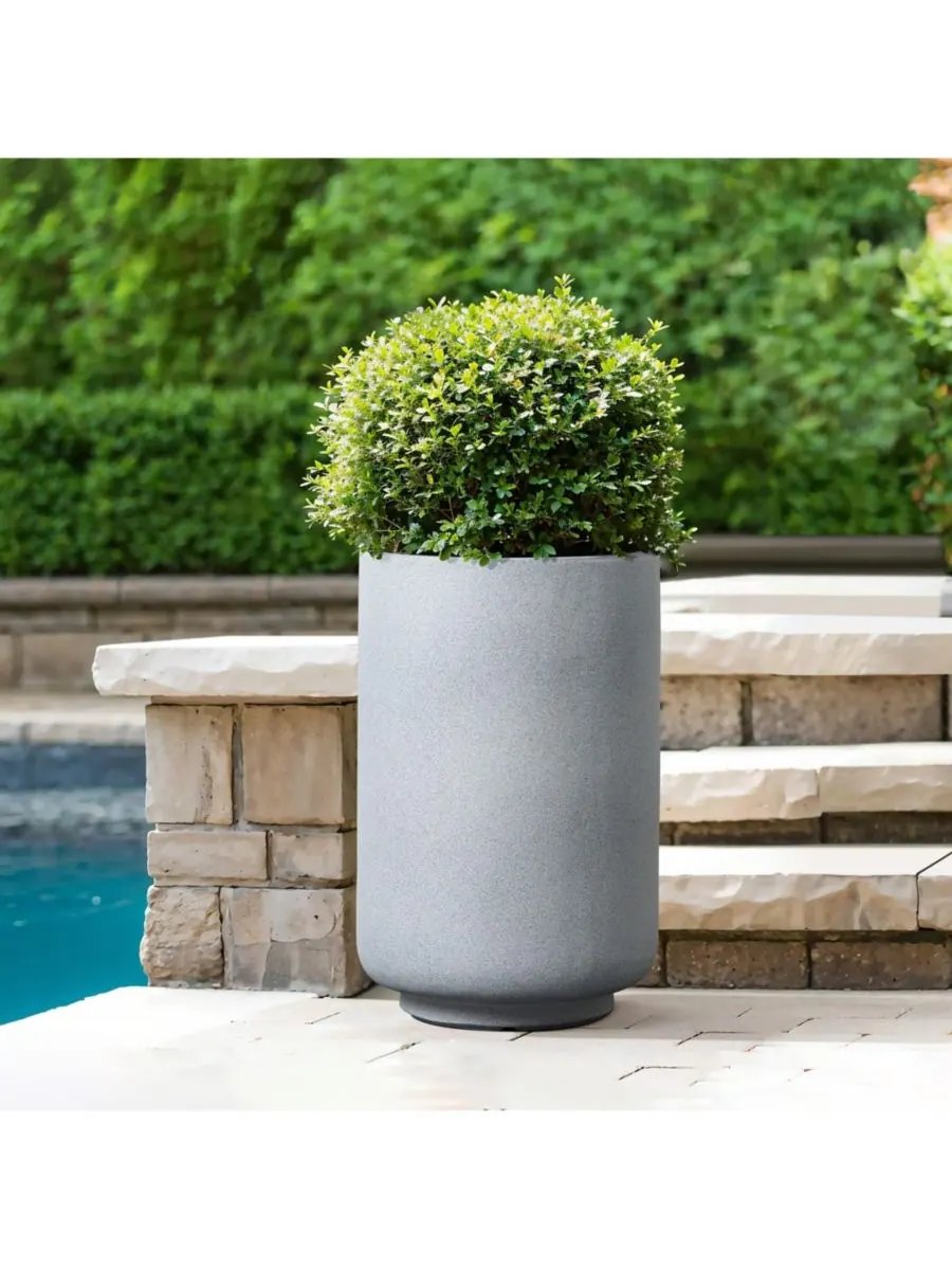 LuxenHome Минималистичный современный круглый горшок из магниевого оксида серого цвета высотой 19,3 — изображение 2 из 8