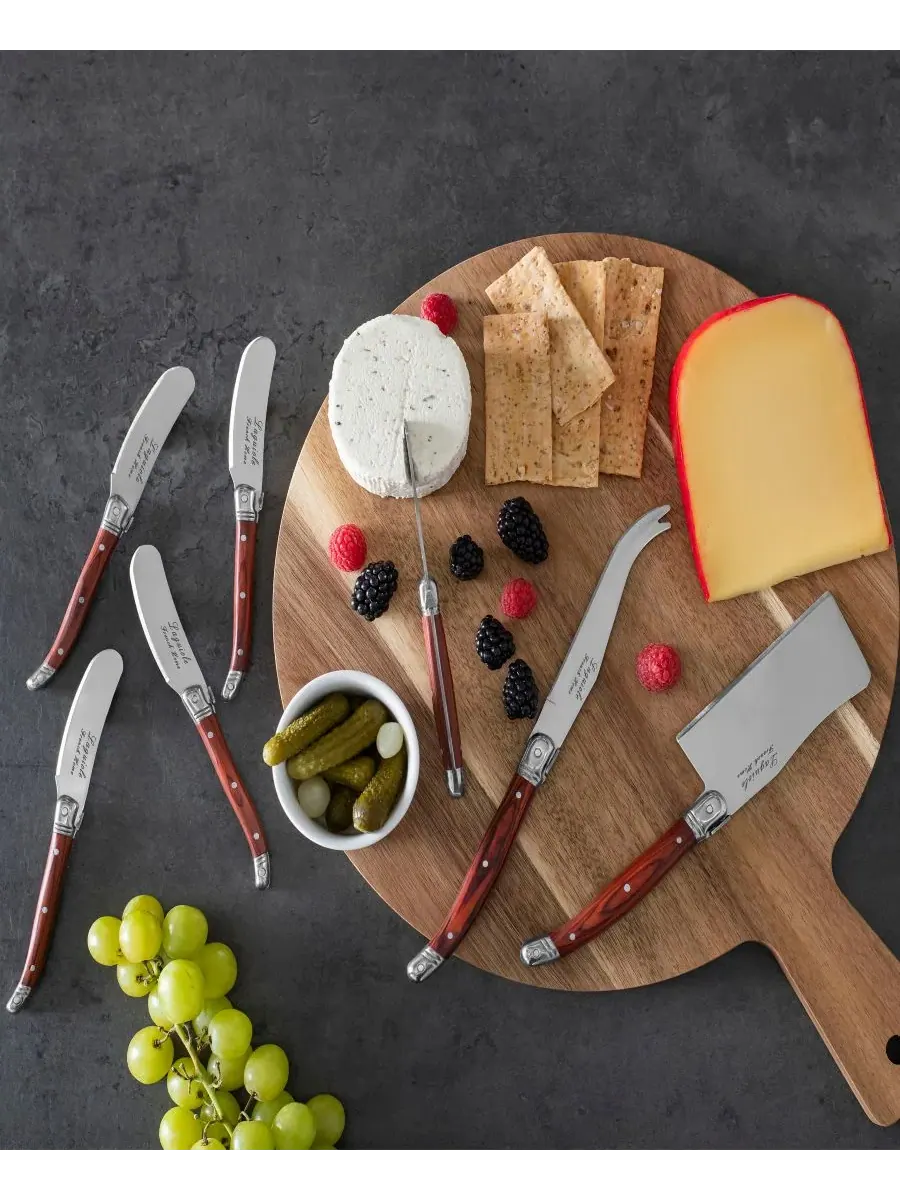 Набор из 7 ножей и лопаток для сыра Laguiole с ручками French Home — изображение 4 из 5, коричневый