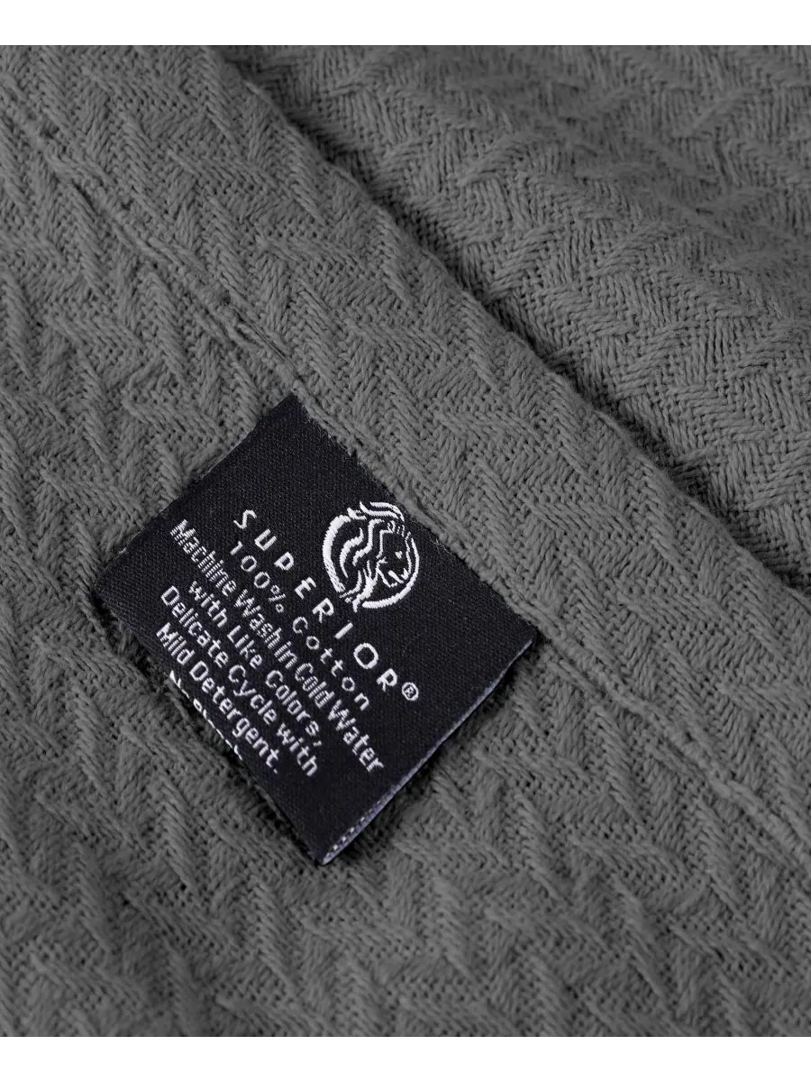 Легкое тканое одеяло Nobel Cotton Jacquard Dobby Weave Textured Chevron, размер King Superior — изображение 4 из 7