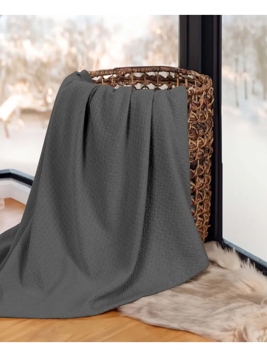 Легкое тканое одеяло Nobel Cotton Jacquard Dobby Weave Textured Chevron, размер King Superior — изображение 7 из 7