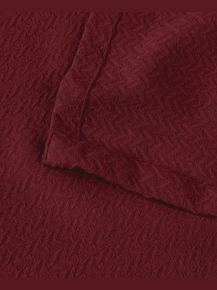 Легкое тканое одеяло Nobel Cotton Jacquard Dobby Weave Textured Chevron, размер King Superior — изображение 3 из 7, бордовый