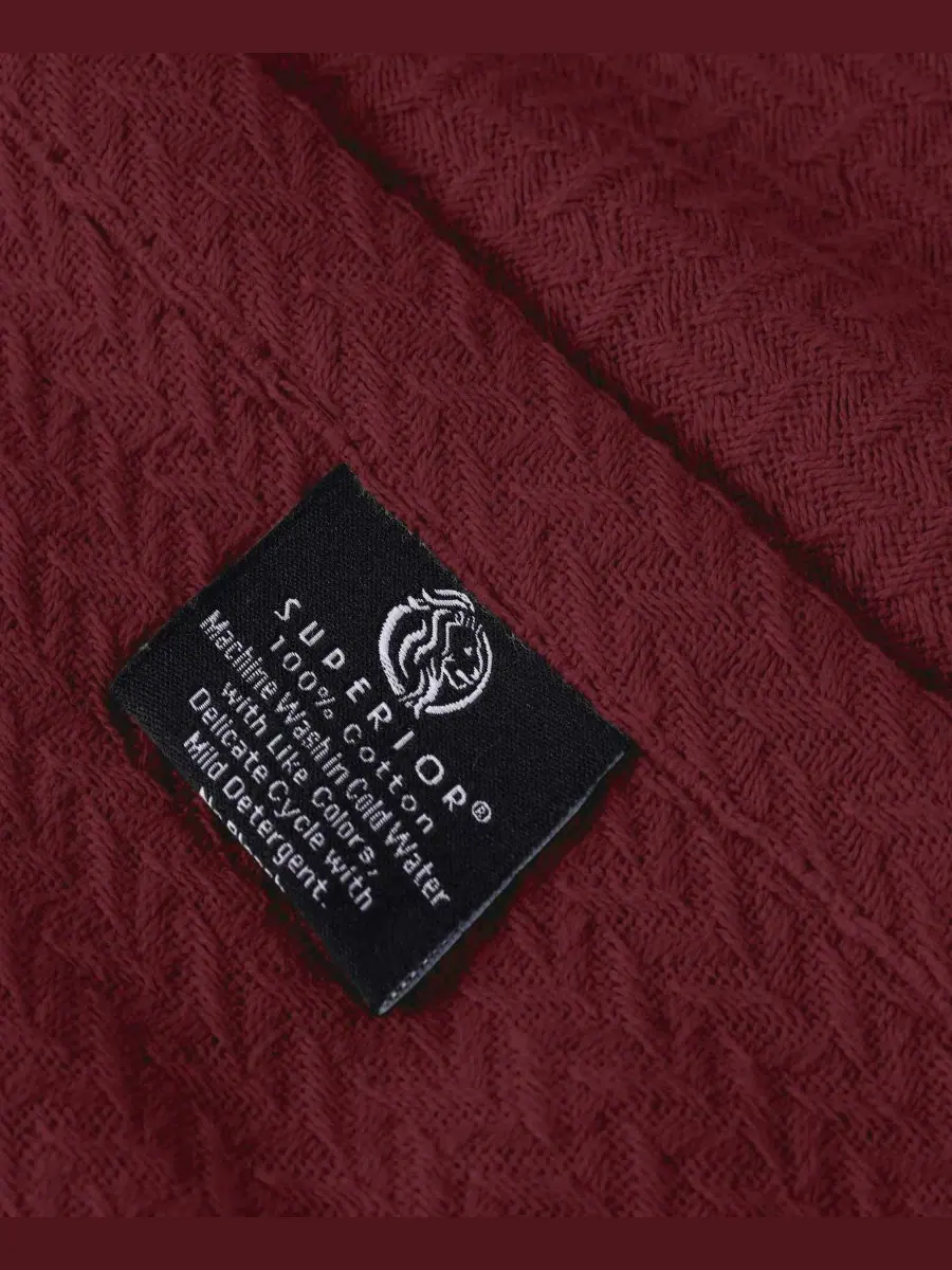 Легкое тканое одеяло Nobel Cotton Jacquard Dobby Weave Textured Chevron, размер King Superior — изображение 4 из 7, бордовый